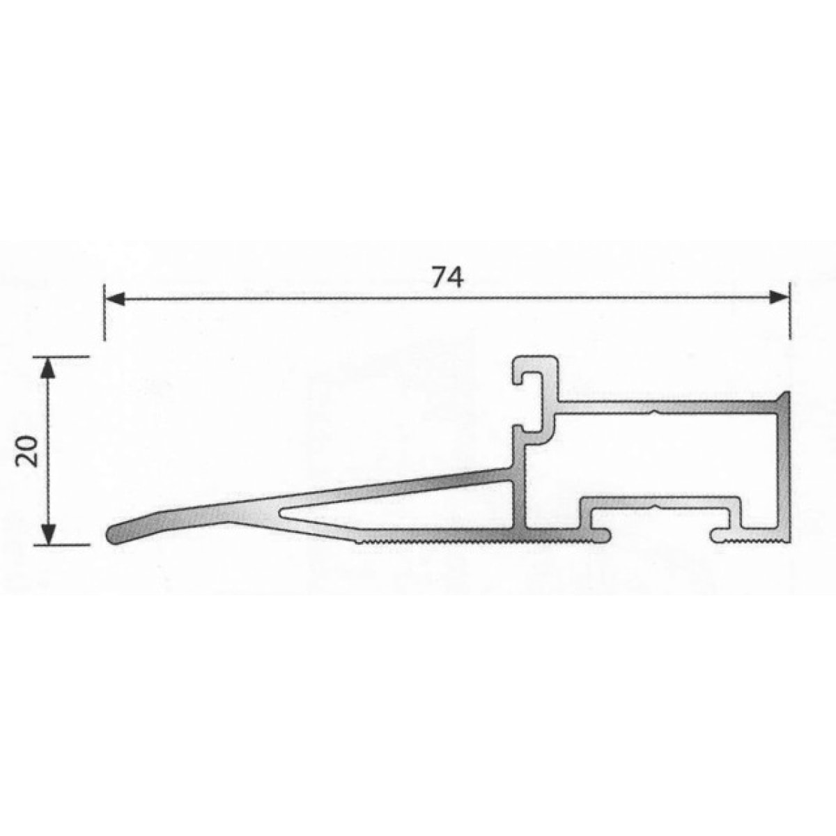 Profil de seuil OELT ouvrant BILCOCQ - aluminium brut - L.6.03 m - OELT