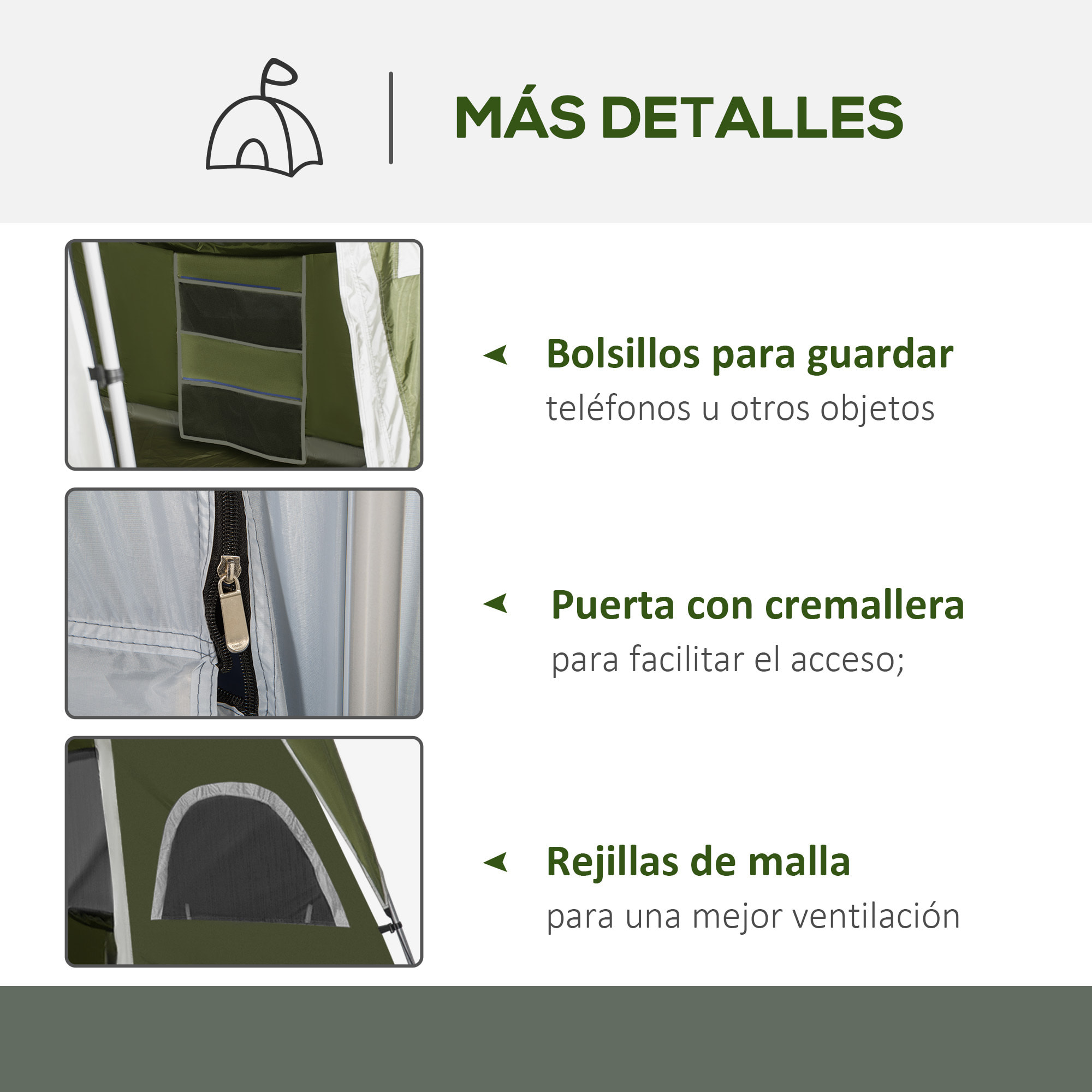 Tienda de Campaña Familiar para 4-8 Personas con 2 Dormitorios Tienda de Camping Grande con 2 Bolsillos y Ventanas con Malla Impermeable 400x275x210 cm Verde