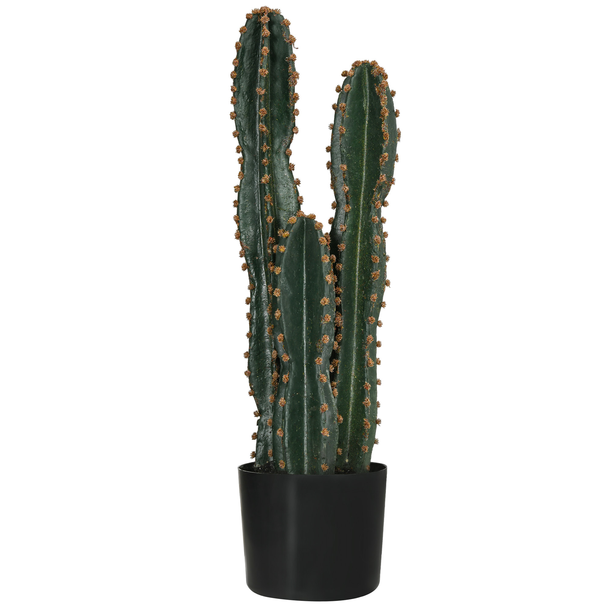 Cactus artificiel grand réalisme 3 pieds dim. Ø 17 x 60H cm pot inclus vert