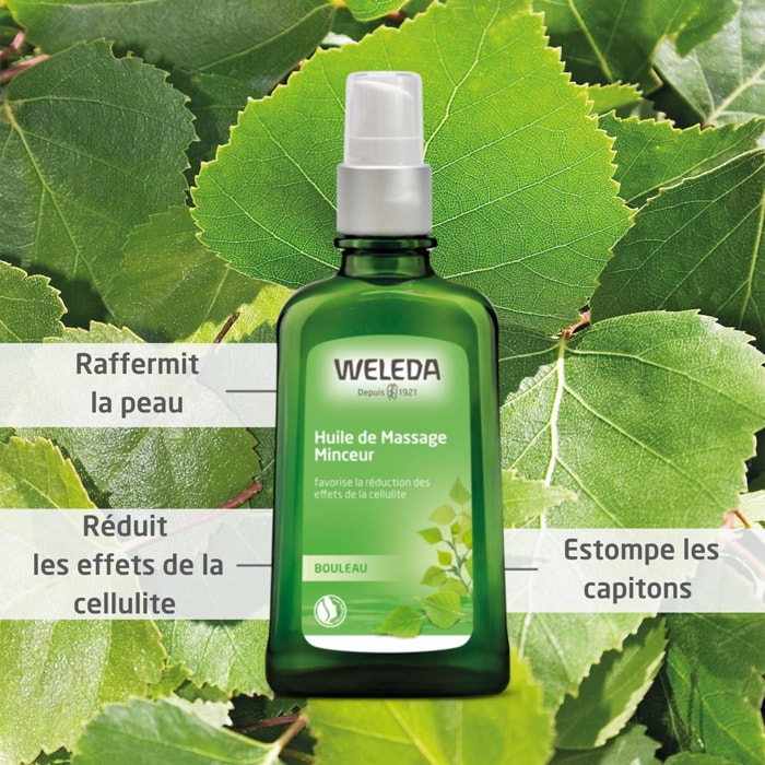 WELEDA - DUO rituel corps - Huile de massage Minceur + Crème de douche gommante au Bouleau - Certifié Natrue**- Flacon pompe verre 100 ml et Tube 150 ml