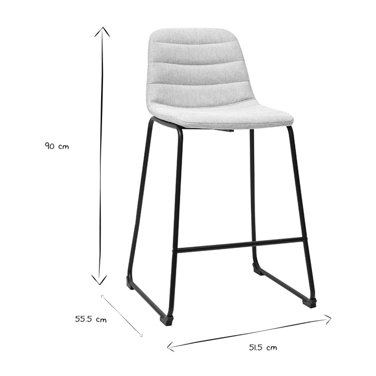 Tabourets de bar en tissu effet velours texturé beige et métal H64 cm (lot de 2) SAURY