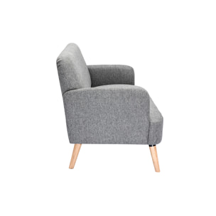 Canapé scandinave 2 places en tissu gris clair et bois clair ISKO