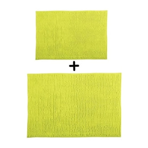 Lot de 2 Tapis de bain Microfibre CHENILLE 40x60cm & 60x90cm Vert pistache MSV