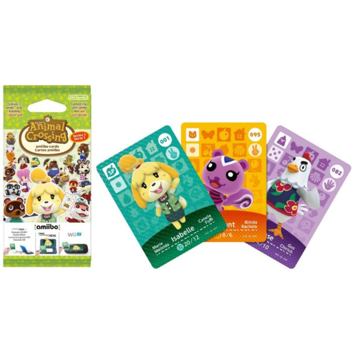 Pack cartes Amiibo NINTENDO 3 cartes Animal Crossing Série 1