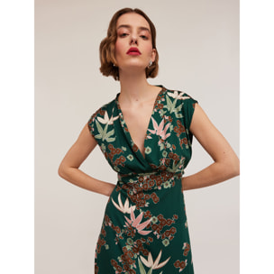 Motivi - Vestido largo estampado decò - Verde