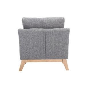 Fauteuil scandinave déhoussable en tissu gris clair et bois clair OSLO