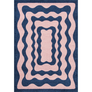 GROOVY - Tapis coloré style seventies - Confortable et moelleux - Bleu