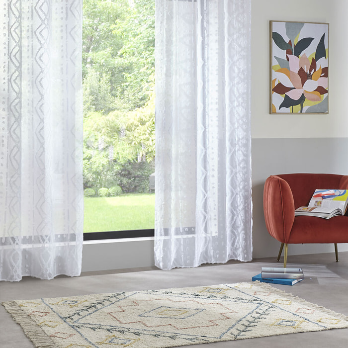 Voilage "Sama" - motifs jacquard - blanc 140x240 cm