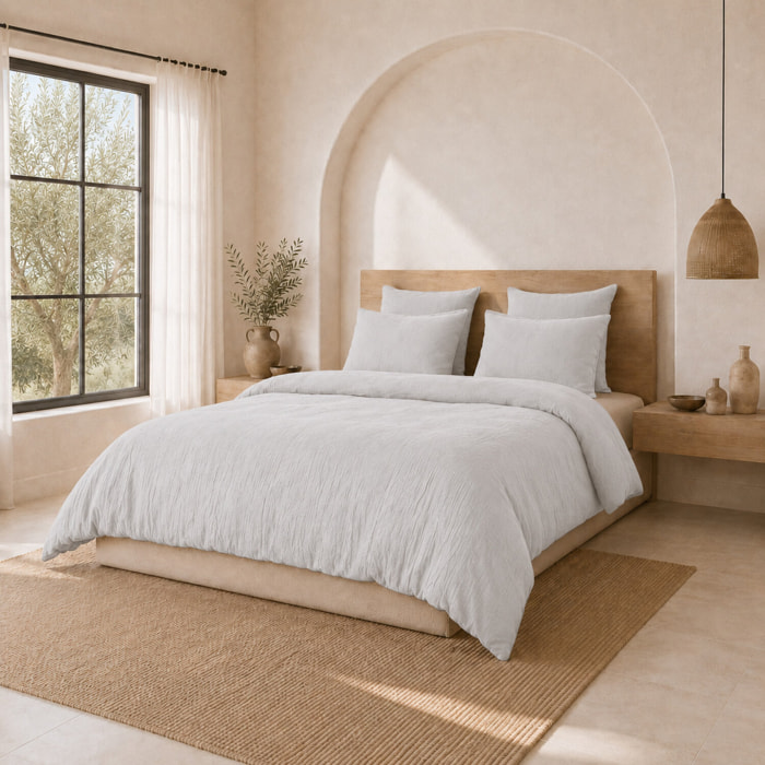 Parure housse de couette unie 100% gaze de coton - ava - gris glacier