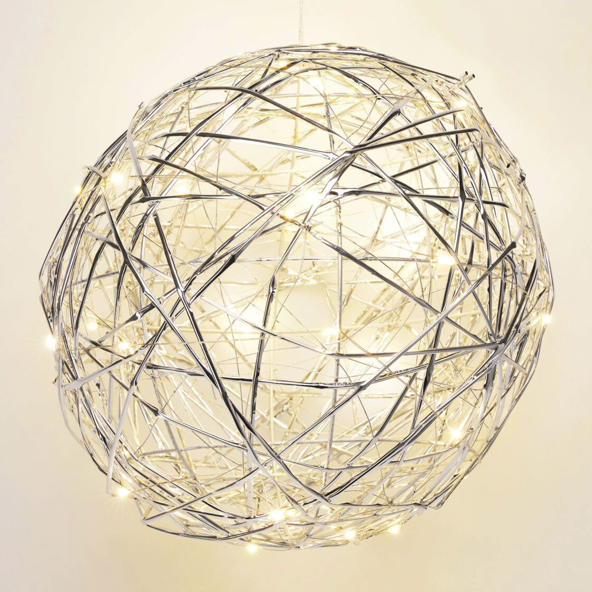 bola navideña luminosa con 40 luces led en blanco cálido 25cm