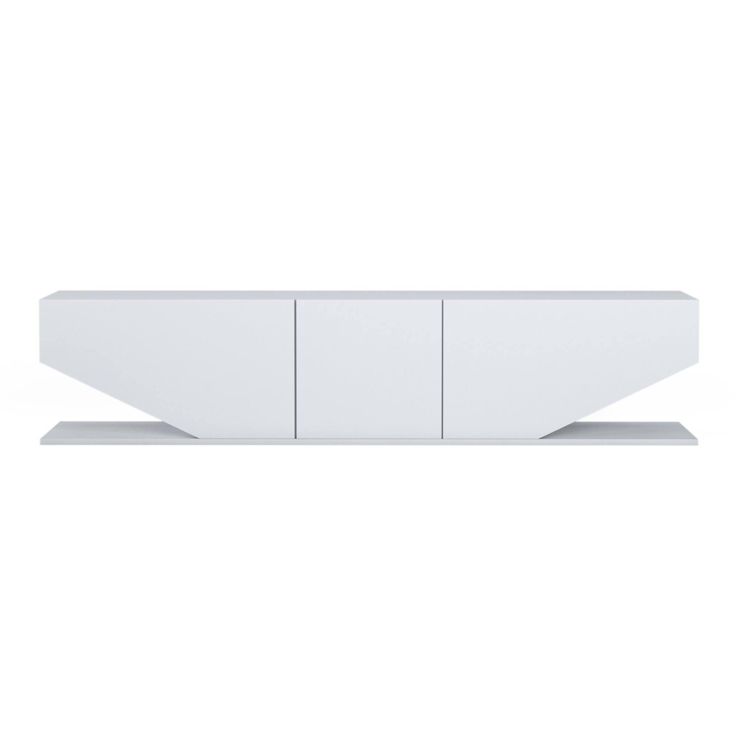 Mobile porta TV Dababaca, Credenza da soggiorno, Armadio basso per TV, Base parete attrezzata, 180x30h40 cm, Bianco