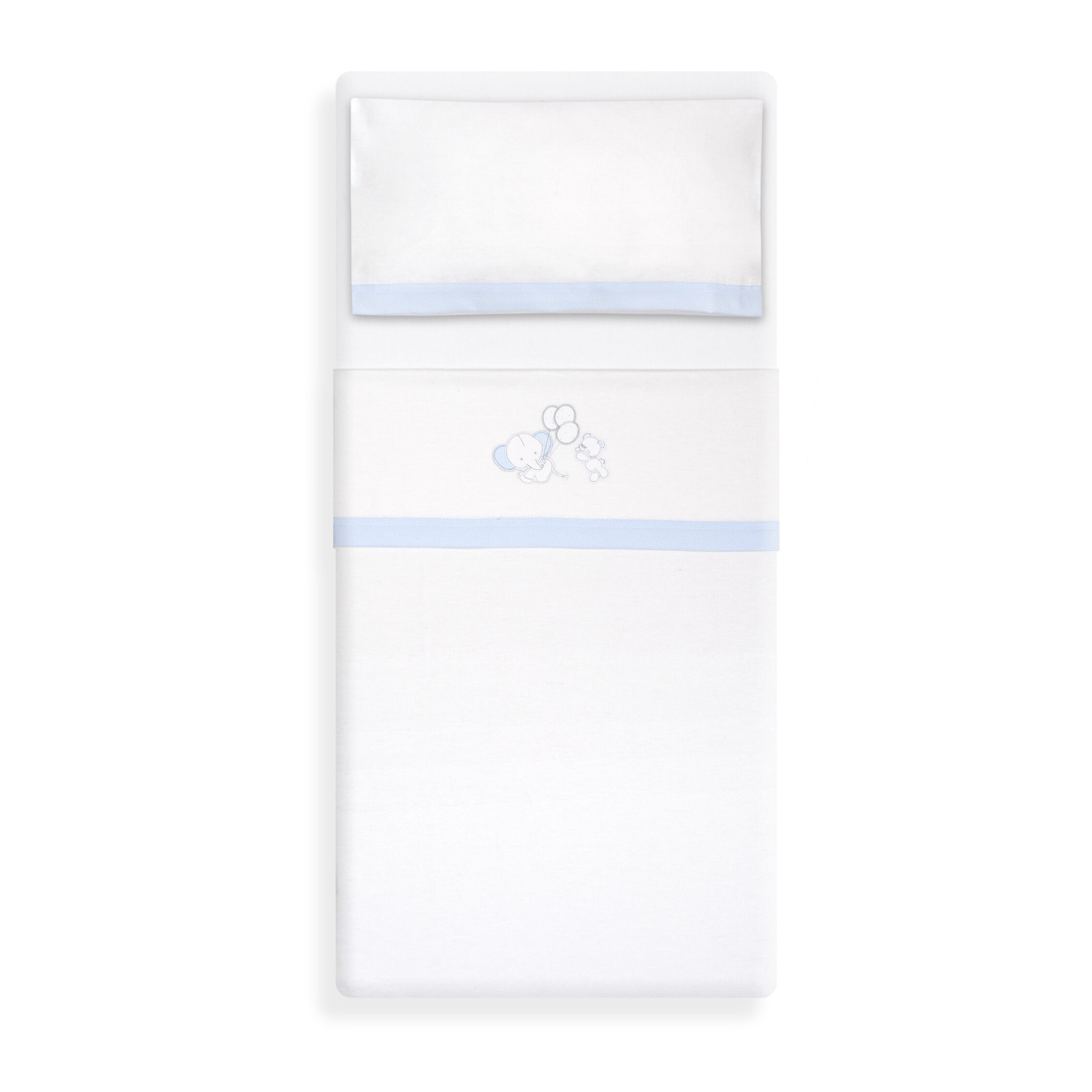 Triptico Cuna Franela Oso Elefante Globos Bco/Azul