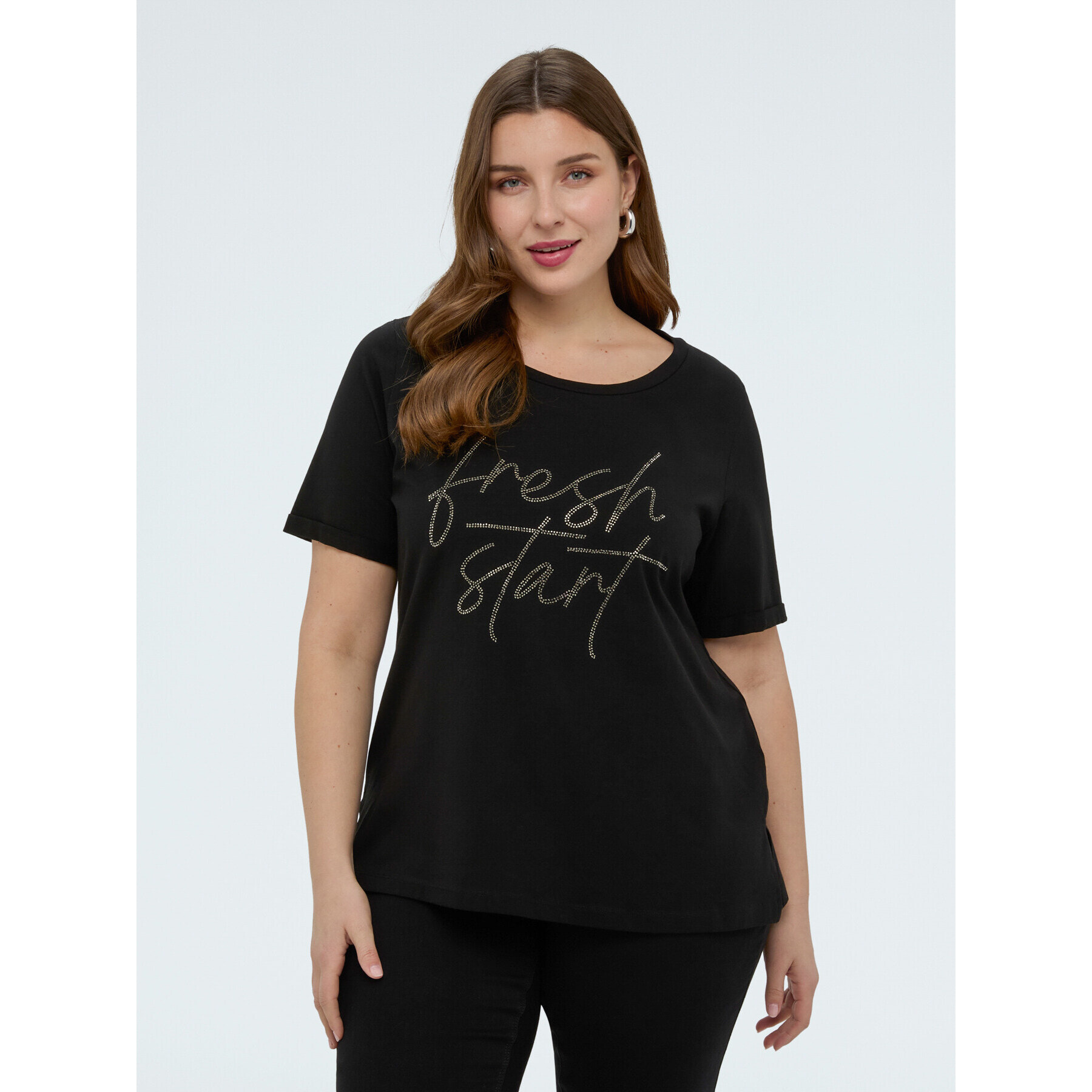 Fiorella Rubino - T-shirt con scritta in strass - Nero