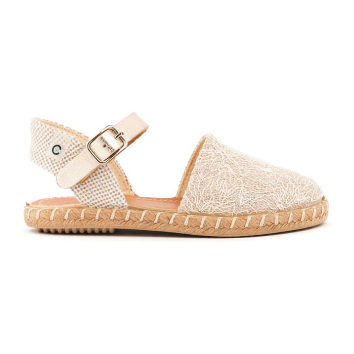 Espadrillas con dettagli in pizzo color beige