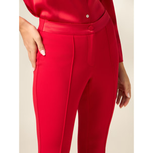 Oltre - Pantalones acampanados en tejido crepé - Rojo