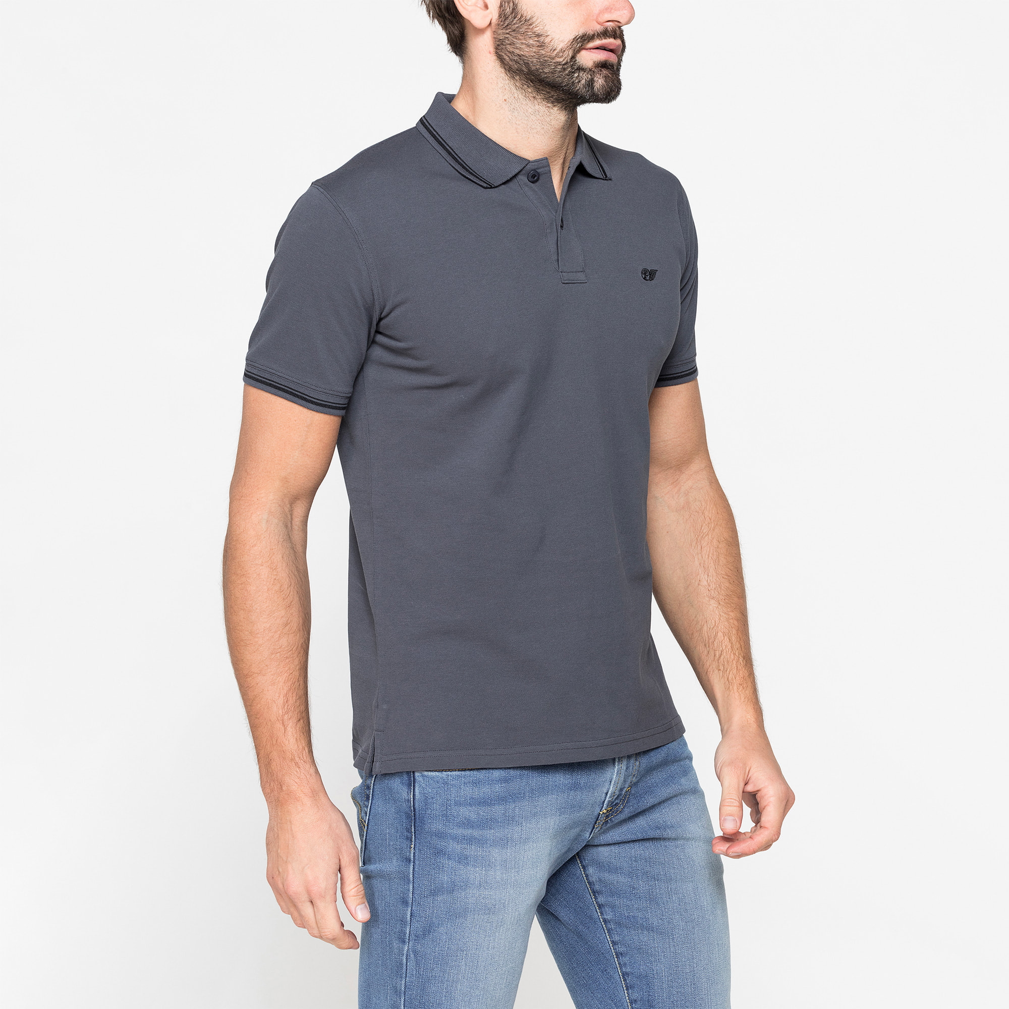 POLO IN PIQUET DI COTONE CON TIPPING A CONTRASTO