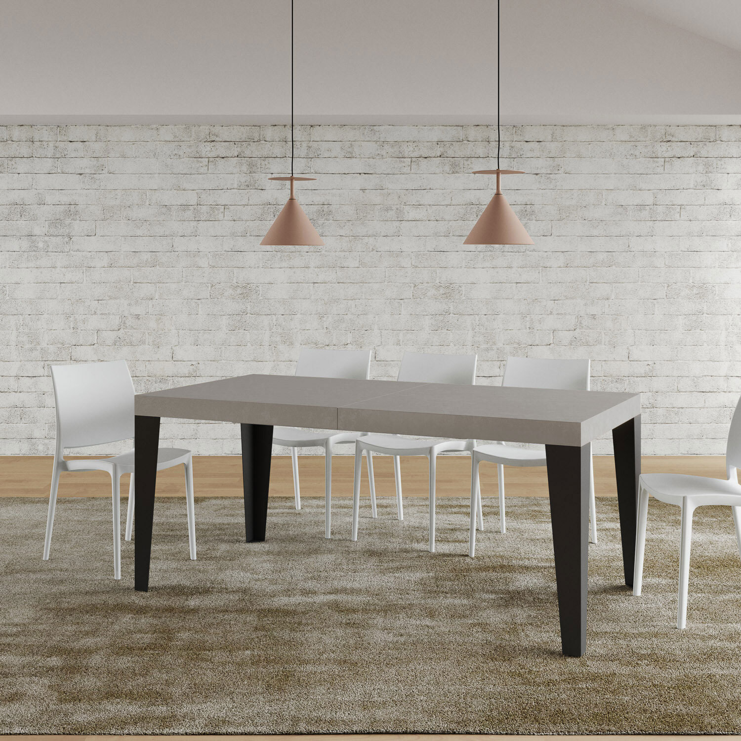 Tavolo allungabile 90x200/460cm Flame cashmere gambe antracite