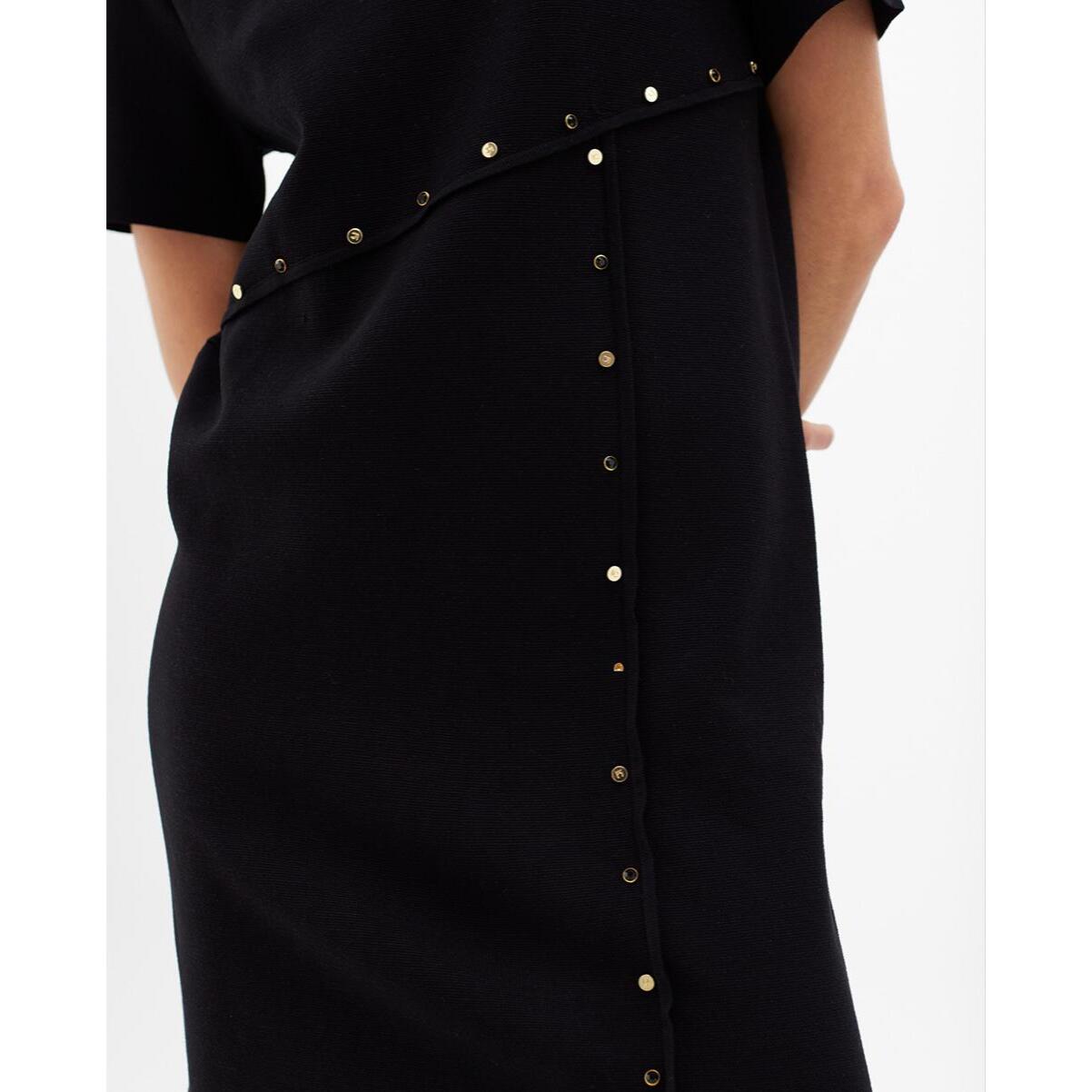 Abito Corto in Maglia con Borchie