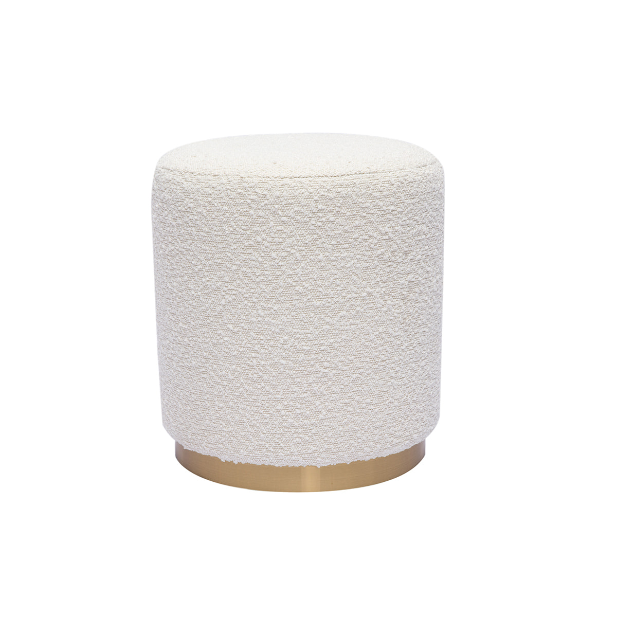 Pouf rond en tissu effet laine bouclée blanc cassé et métal doré D40 cm AMAYA