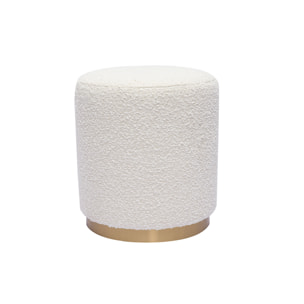 Pouf rond en tissu effet laine bouclée blanc cassé et métal doré D40 cm AMAYA