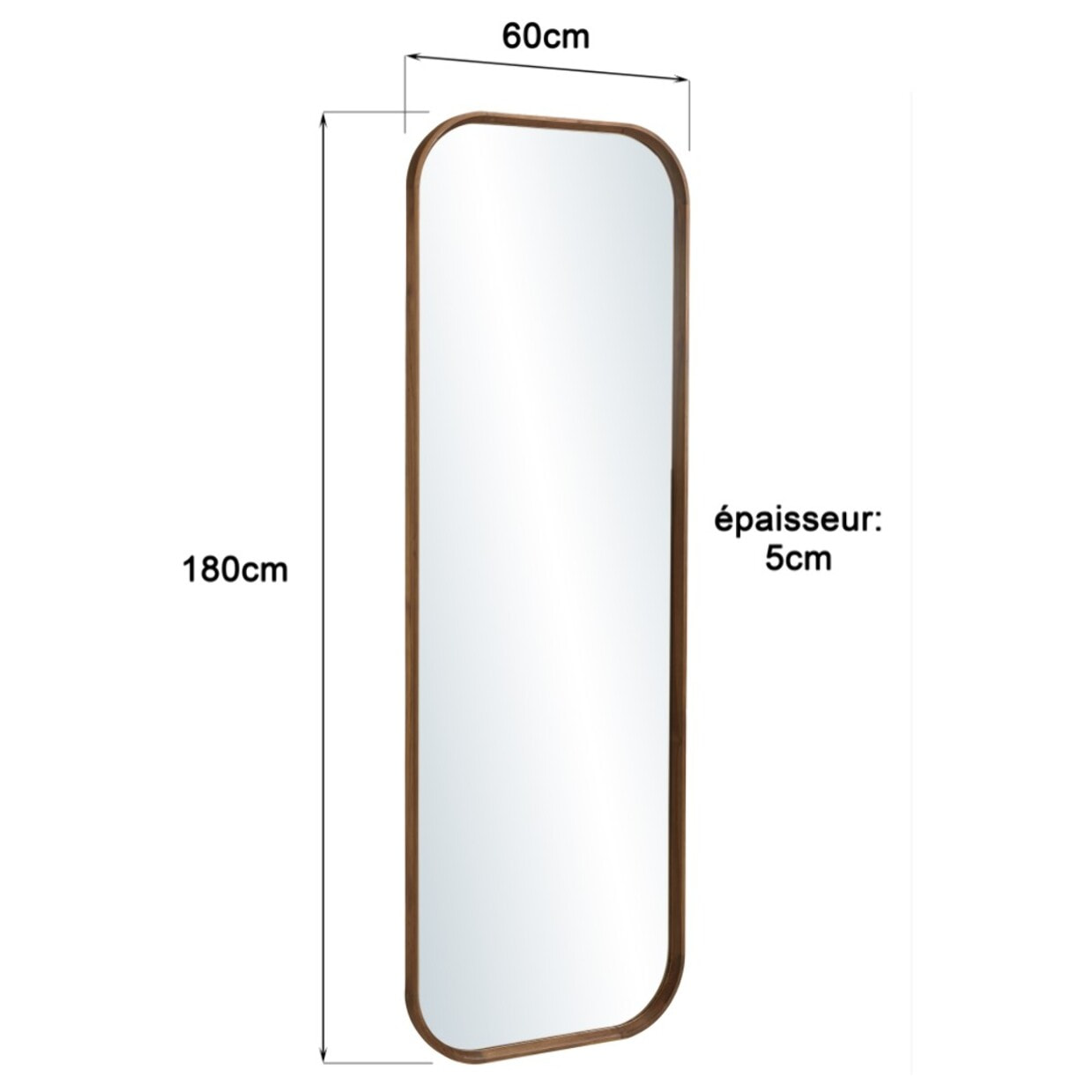 SIXTINE - Miroir 60x180cm en bois de teck recyclé