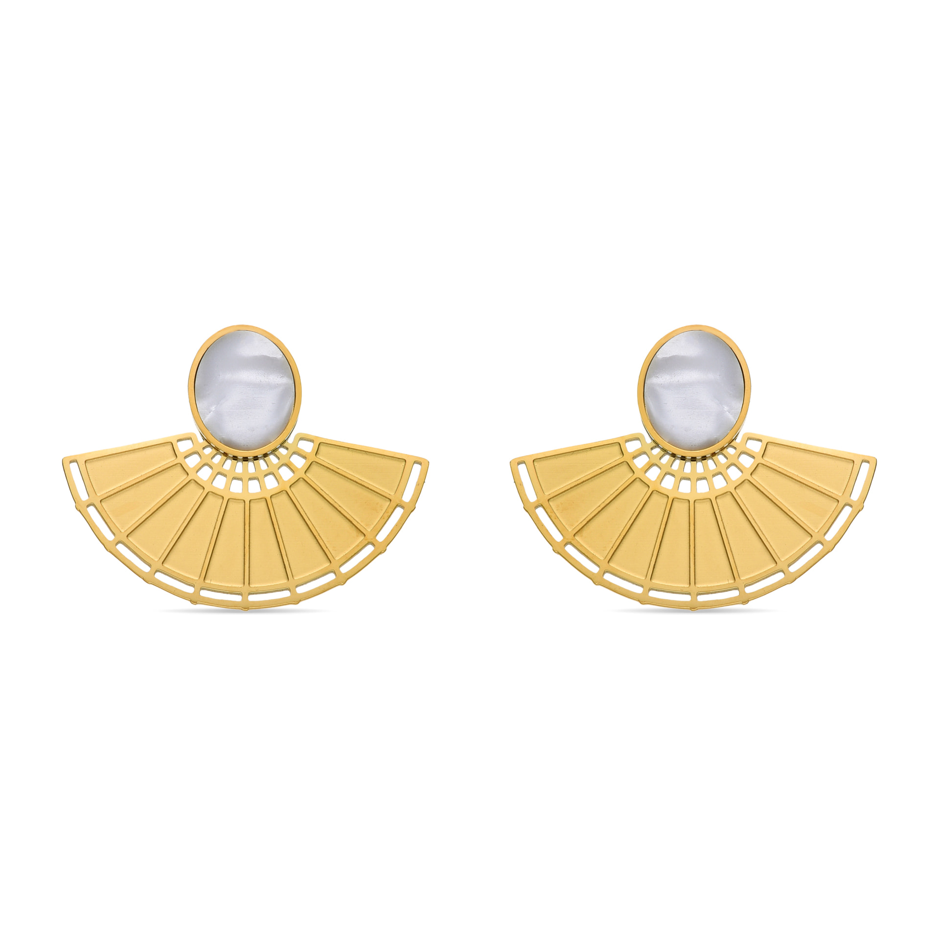 Pendientes de Madreperla Blanca acabados en oro amarillo de 18K- Phieo
