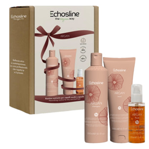 ECHOSLINE Set Winter Holidays Argan Shampoo 300ml + Mask 300ml + Fluid Oil 100ml
