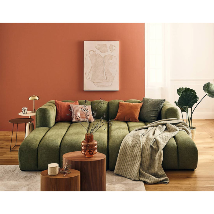 Debbie - module d'assise méridienne droit en tissu texturé - Vert