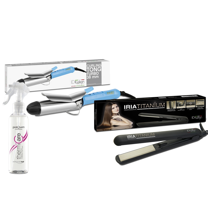 Pack fer à boucler turbo + lisseur professionnel iria