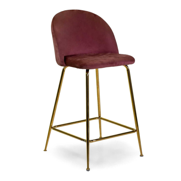 Sgabello Sammi Vacchetti in velluto rosa antico con struttura oro cm44x48h91