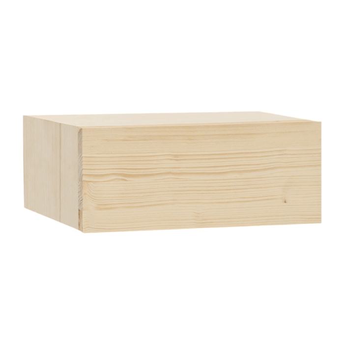 Mesita de noche de madera maciza flotante en tono natural de 40cm Alto: 15 Largo: 40 Ancho: 25.5