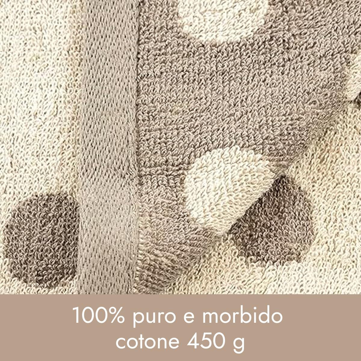INTRECCI HOME Set Bagno Asciugamani Viso+Ospite, in Puro Cotone 450, Morbidezza Extra, Lavorazione Jacquard, Design a Pois, Elegante e Confortevole