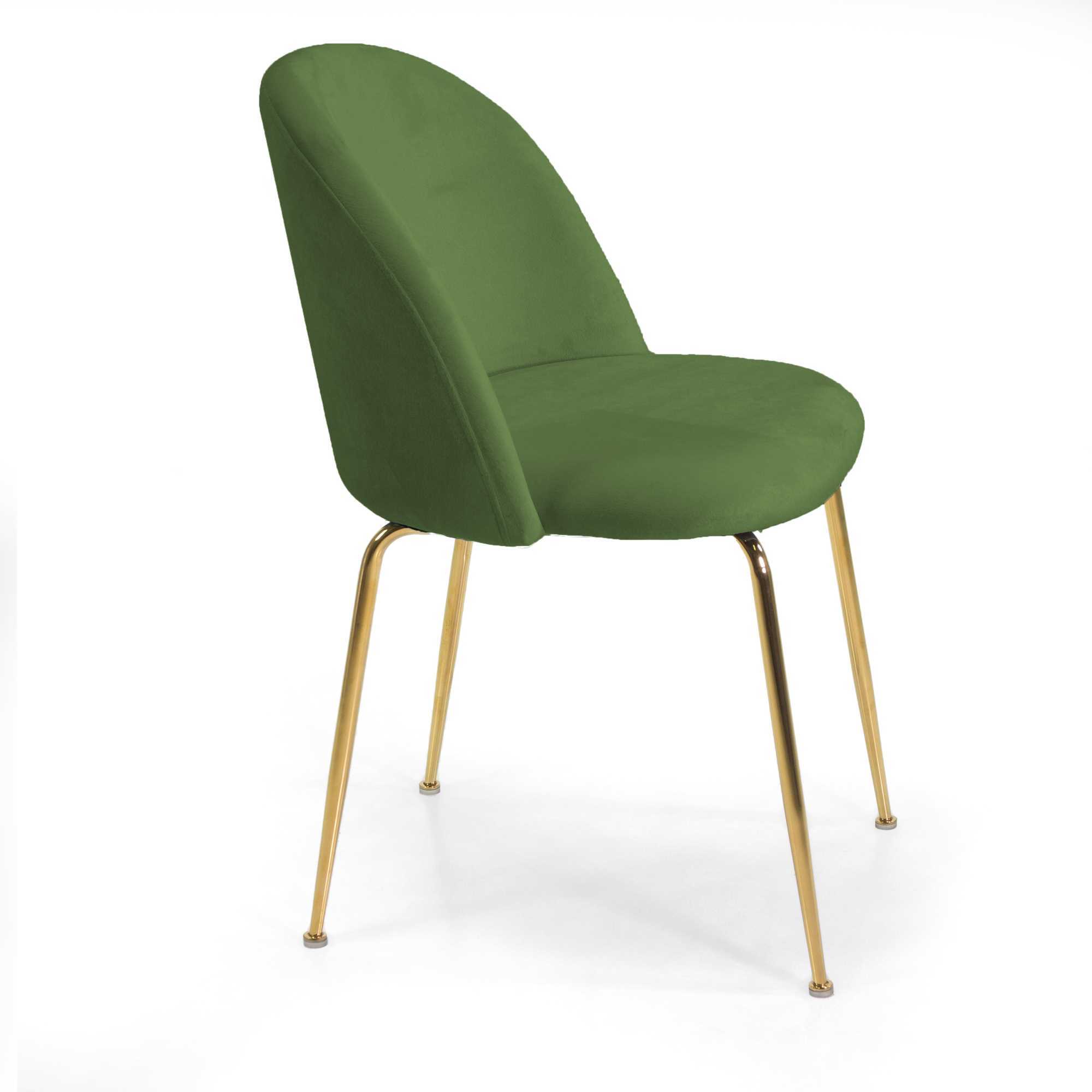Sedia Sammi Vacchetti in velluto verde con struttura oro cm50x57h77,5