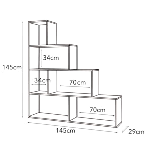 Libreria Vancouver, Mobile portalibri bifacciale a 6 scaffali, Scaffale divisorio con scomparti da ufficio, cm 145x29h145, Rovere