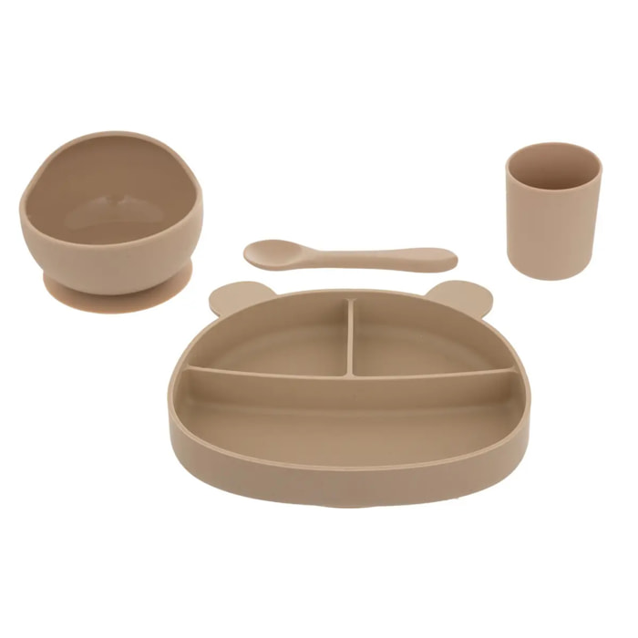 Set repas 4 pièces ours Yum silicone ocre