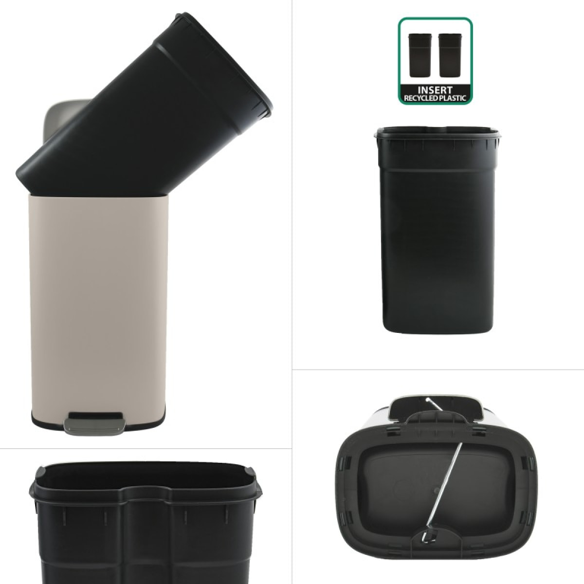 Poubelle à pédale de cuisine Acier AKIRA 30L Taupe mat Spirella