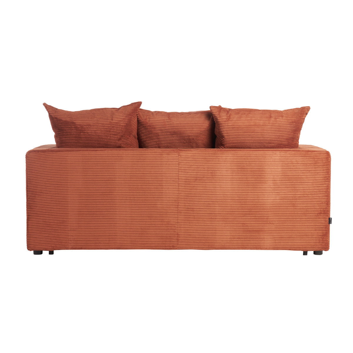 Canapé convertible 3 places en tissu velours côtelé terracotta avec matelas 13 cm BACIO