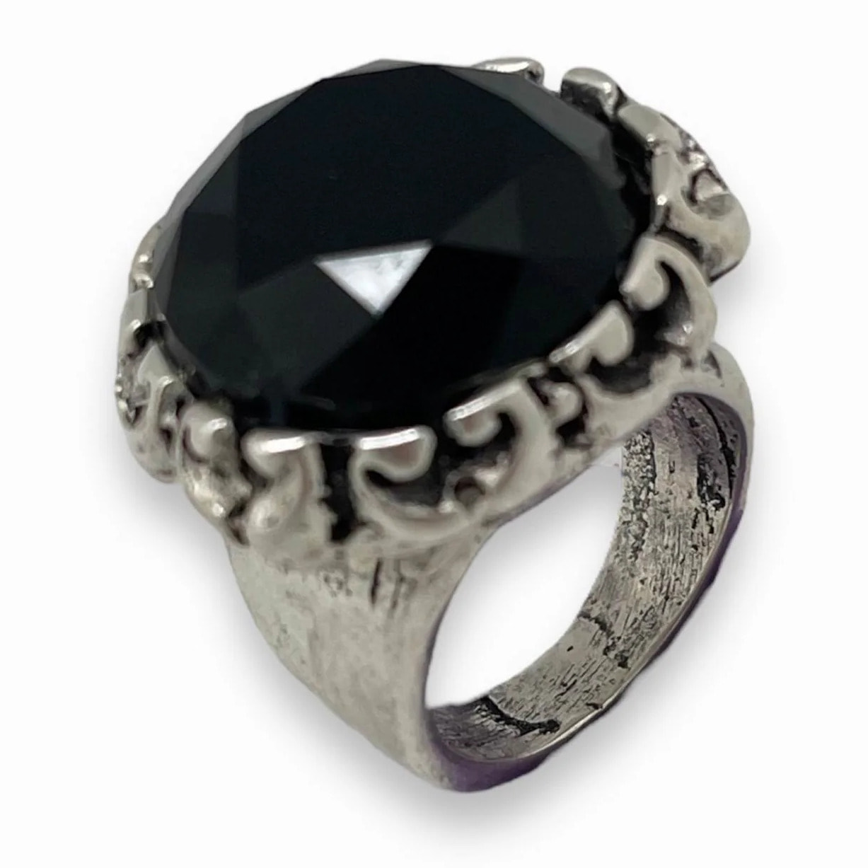 Anillo solitario Daiya plata cristal negro T15