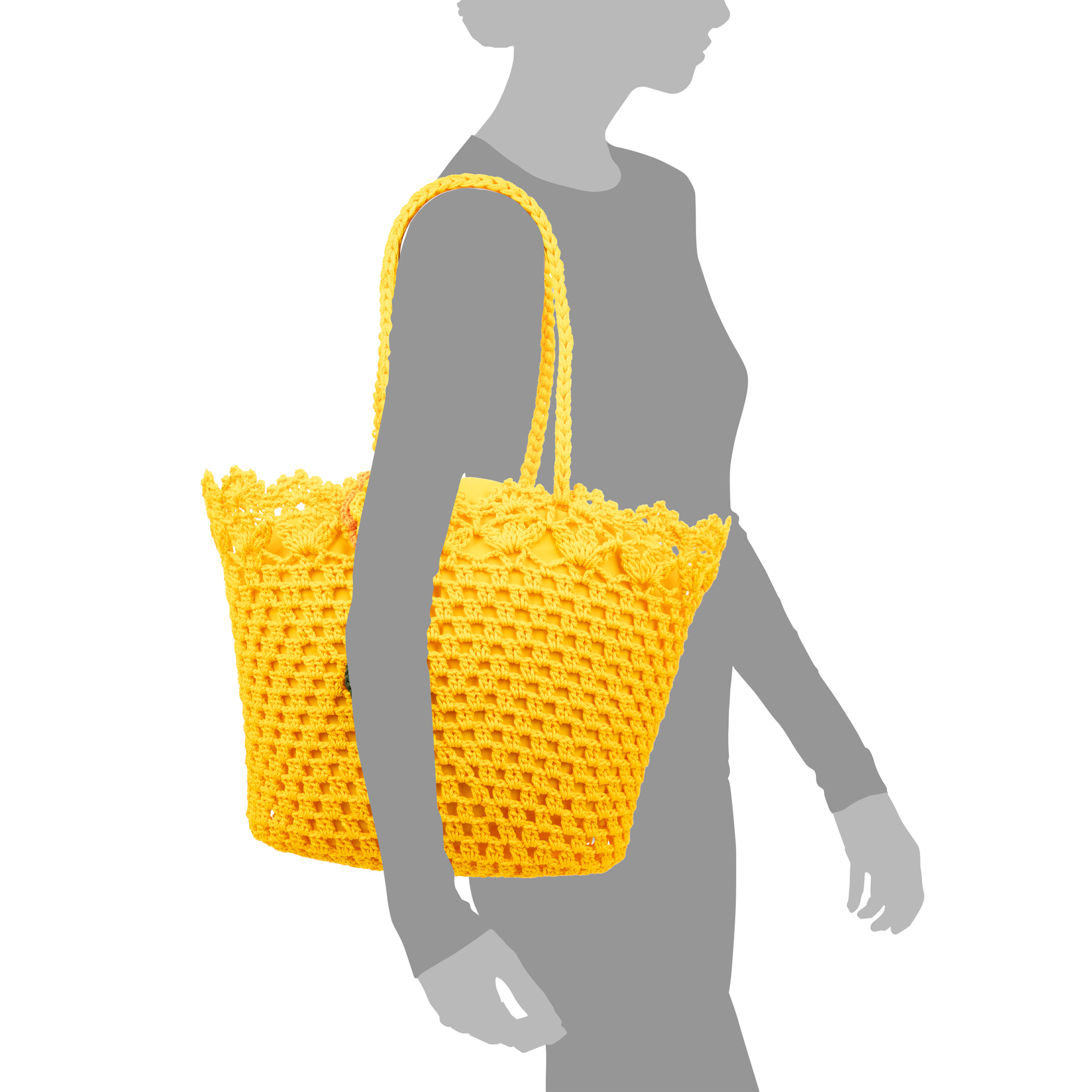 Zeccone borsa a spalla donna. Realizzata in cotone, con pon pon decorativo.