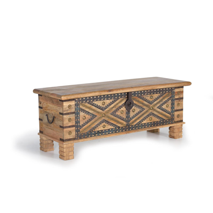 Baúl - madera de mango y detalles en metal - 46x116x40cm