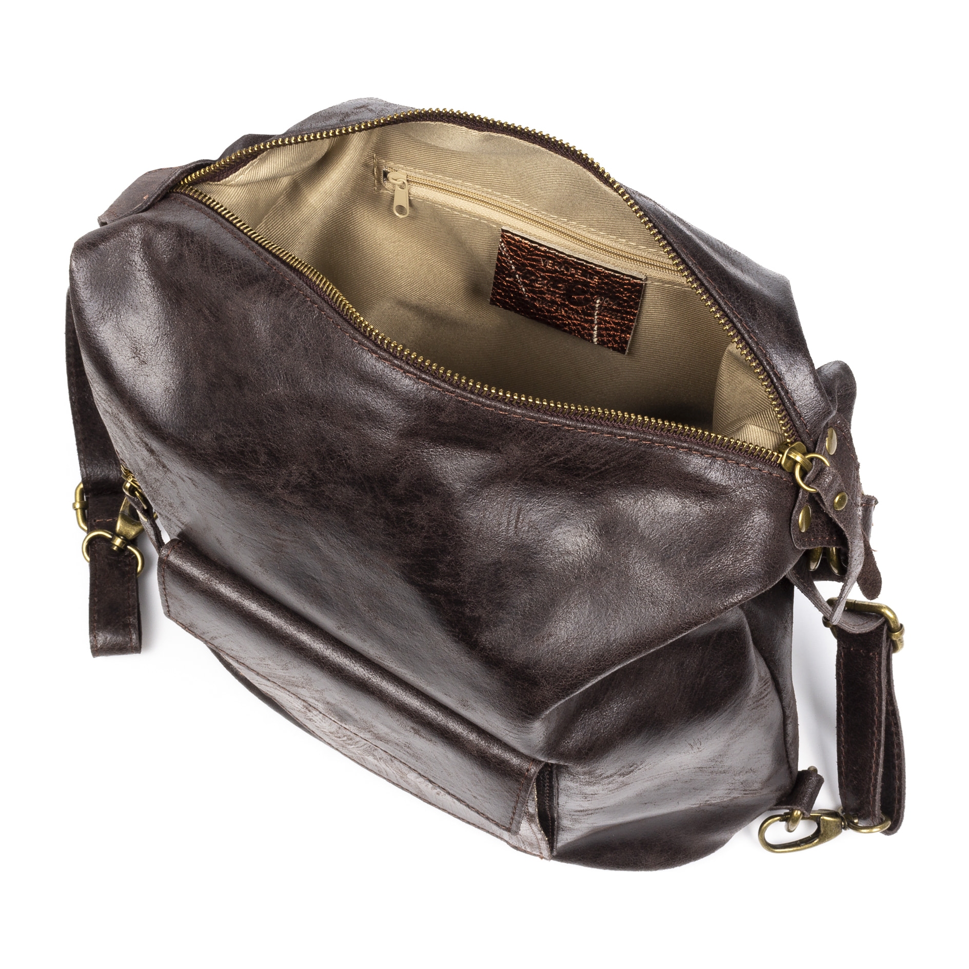 Irene Bolso de Hombro Mochila Mujer.Piel auténtica Gamuza Lavado a la Piedra