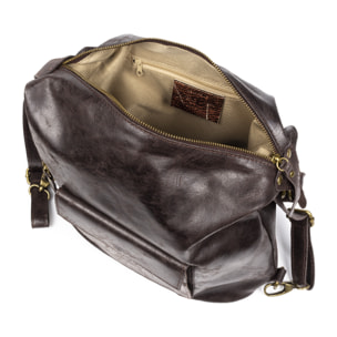 Irene Bolso de Hombro Mochila Mujer.Piel auténtica Gamuza Lavado a la Piedra