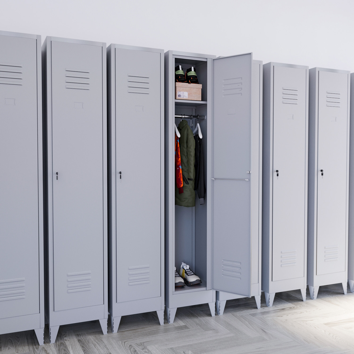 Armadietto Spogliatoio Armadio 1 Anta Slim Sporco Pulito In Lamiera Acciaio Salvaspazio Con Chiave Ripiano Appendiabiti Porta Cartellino 180x34x36 Cm