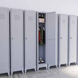 Armadietto Spogliatoio Armadio 1 Anta Slim Sporco Pulito In Lamiera Acciaio Salvaspazio Con Chiave Ripiano Appendiabiti Porta Cartellino 180x34x36 Cm