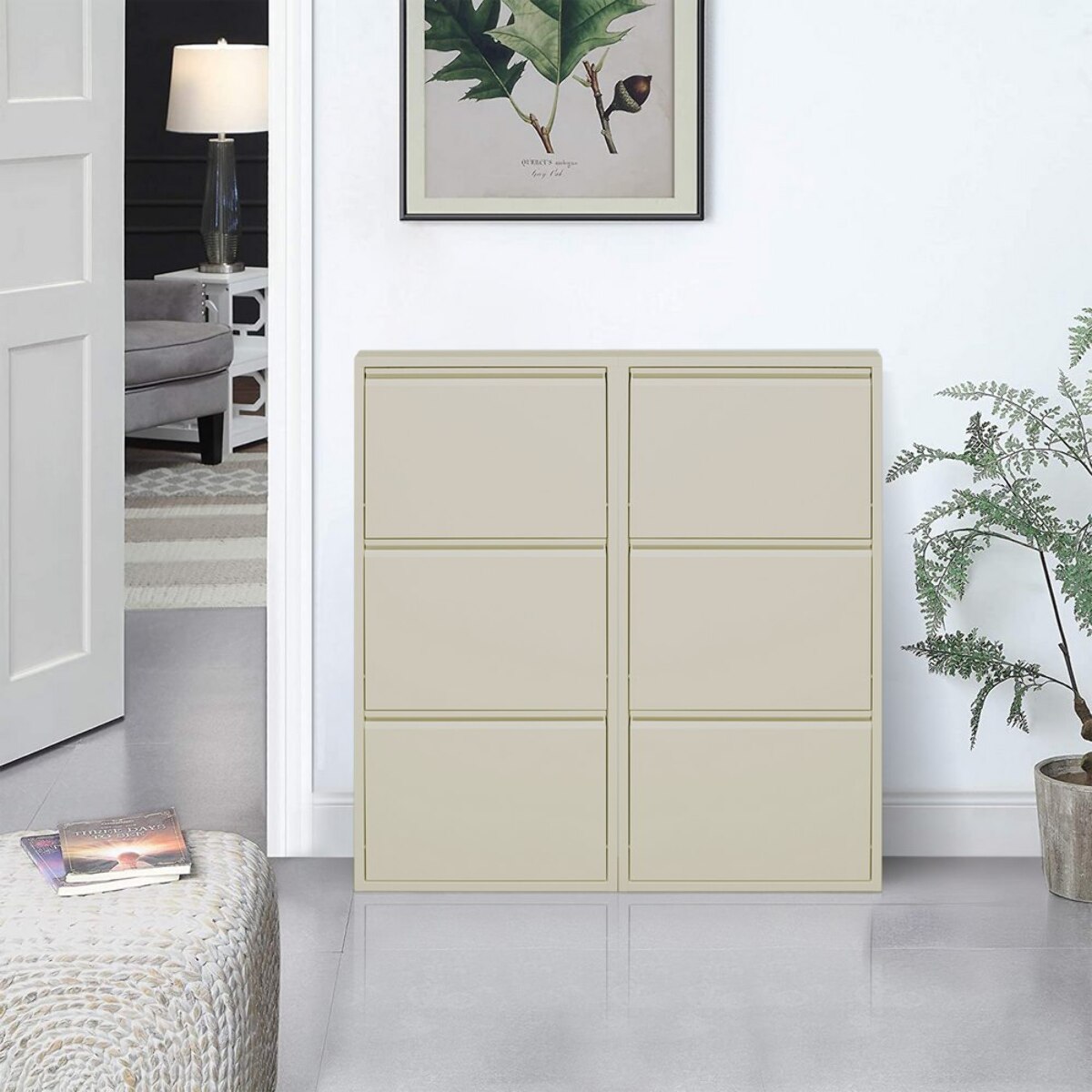 Scarpiera salvaspazio 3 ante in metallo avorio 80x14,2x103,2 cm - Emy