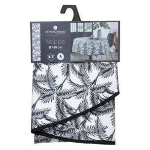 Nappe anti-tache "Palmier" gris ardoise D180cm