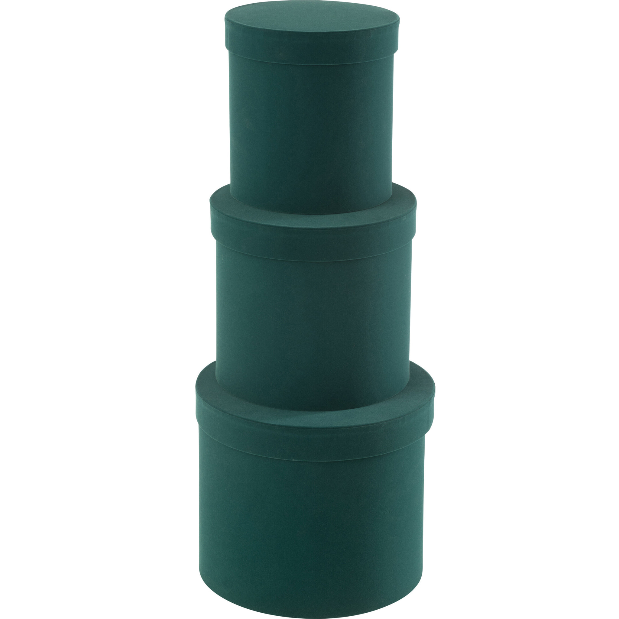 J-Line boîte Rond - velours/papier - vert - 3 pcs