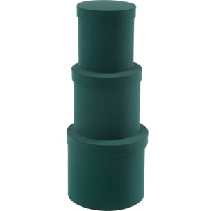 J-Line boîte Rond - velours/papier - vert - 3 pcs