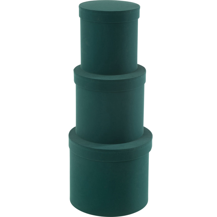 J-Line boîte Rond - velours/papier - vert - 3 pcs