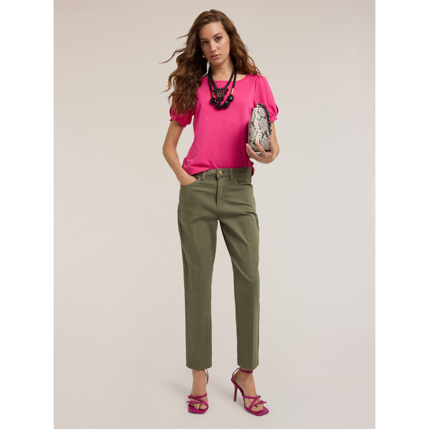 Motivi - Camiseta con mangas en forma de globo - Fuchsia